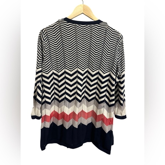 Chico's Open Front Chevron Cardigan Sweater Lightweight Casual Career Work SZ 12 - Picture 3 of 7